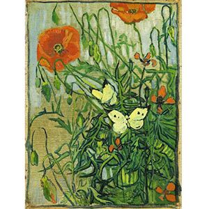 Fine Art Prints Vincent Van Gogh Wanddekoration, Schmetterlinge und Mohnblumen, großer Kunstdruck Fine Art Prints Vincent Van Gogh Wanddekoration, Schmetterlinge und Mohnblumen, großer Kunstdruck