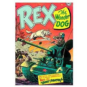 Wee Blue Coo Comic Rex Wonder Dog Tank Soldier Gun Battle USA Wall Art Print Wee Blue Coo Comic Rex Wonder Dog Tank Soldier Gun Battle USA Wall Art Print