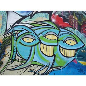 Wee Blue Coo Painting Illustration Street Graffiti Fish Grin Teeth Art Print Poster Wall Decor 12X16 Inch Wee Blue Coo Painting Illustration Street Graffiti Fish Grin Teeth Art Print Poster Wall Decor 12X16 Inch