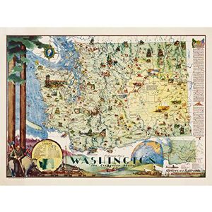 Artery8 Map Herman 1948 Washington State Pictorial Unframed Wall Art Print Poster Home Decor Premium Artery8 Map Herman 1948 Washington State Pictorial Unframed Wall Art Print Poster Home Decor Premium