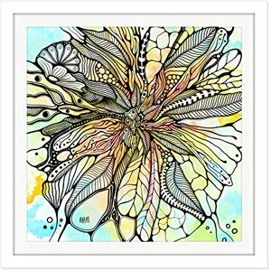 Artery8 Abstract Flower Pattern Painting Square Wooden Framed Wall Art Print Picture 16X16 Inch Artery8 Abstract Flower Pattern Painting Square Wooden Framed Wall Art Print Picture 16X16 Inch