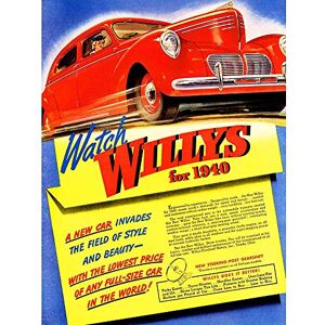 Wee Blue Coo Advert Car Automobile Willys Classic Model Red USA Art Print Poster Wall Decor 12X16 Inch Wee Blue Coo Advert Car Automobile Willys Classic Model Red USA Art Print Poster Wall Decor 12X16 Inch