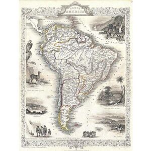 Wee Blue Coo Tallis Map South America 1850 Vintage Art Print Poster Wall Decor 12X16 Inch Wee Blue Coo Tallis Map South America 1850 Vintage Art Print Poster Wall Decor 12X16 Inch