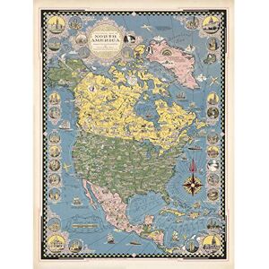 Artery8 1945 Ernest Dudley Chase Pictorial Map North America Premium Wall Art Canvas Print 18X24 Inch Artery8 1945 Ernest Dudley Chase Pictorial Map North America Premium Wall Art Canvas Print 18X24 Inch