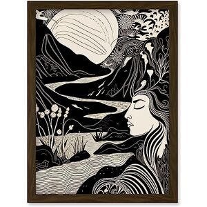 Artery8 Earth Goddess River Mountain Landscape Linocut Artwork Framed Wall Art Print A4 Artery8 Earth Goddess River Mountain Landscape Linocut Artwork Framed Wall Art Print A4