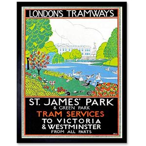 Wee Blue Coo Vintage Advert Transport London Tramways St James Park Art Print Framed Poster Wall Decor 12X16 Inch Wee Blue Coo Vintage Advert Transport London Tramways St James Park Art Print Framed Poster Wall Decor 12X16 Inch