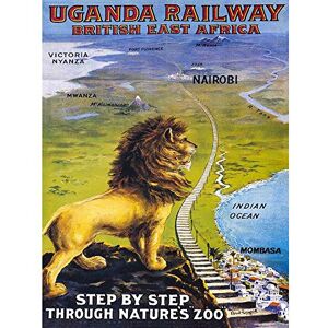 Wee Blue Coo Travel Uganda Rail Africa Lion Train Kilimanjaro Vintage Art Print Poster Wall Decor 12X16 Inch Wee Blue Coo Travel Uganda Rail Africa Lion Train Kilimanjaro Vintage Art Print Poster Wall Decor 12X16 Inch