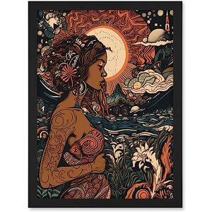 Artery8 Gaia Mother Nature Modern Art Nouveau Folk Art Artwork Framed A3 Wall Art Print Artery8 Gaia Mother Nature Modern Art Nouveau Folk Art Artwork Framed A3 Wall Art Print