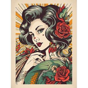 Artery8 Tattoo Pin Up Girl Roses Rockabilly Americana 50s Unframed Wall Art Print Poster Home Decor Premium Artery8 Tattoo Pin Up Girl Roses Rockabilly Americana 50s Unframed Wall Art Print Poster Home Decor Premium