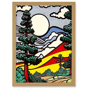 Artery8 Modern Pop Art Forest Mountain Landscape Bright Colourful Comic Book Style Halftone Artwork Framed A3 Wall Art Print Artery8 Modern Pop Art Forest Mountain Landscape Bright Colourful Comic Book Style Halftone Artwork Framed A3 Wall Art Print