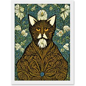 Doppelganger33 LTD Floral Paisley Illustrated Golden Cat William Morris Artwork Framed A3 Wall Art Print Doppelganger33 LTD Floral Paisley Illustrated Golden Cat William Morris Artwork Framed A3 Wall Art Print