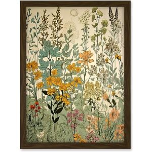 Artery8 Wildflower Vintage Botanical Painting Pastel Yellow Green Teal Pink Spring Field Artwork Framed A3 Wall Art Print Artery8 Wildflower Vintage Botanical Painting Pastel Yellow Green Teal Pink Spring Field Artwork Framed A3 Wall Art Print