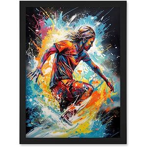 Artery8 - Surfer Crashing Waves - A4 - Black - Wall art print Artery8 - Surfer Crashing Waves - A4 - Black - Wall art print