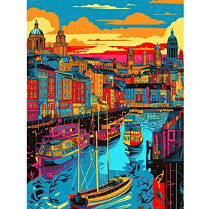Artery8 Vibrant Liverpool City Waterfront Sunset Cityscape Extra Large XL Wall Art Poster Print Artery8 Vibrant Liverpool City Waterfront Sunset Cityscape Extra Large XL Wall Art Poster Print