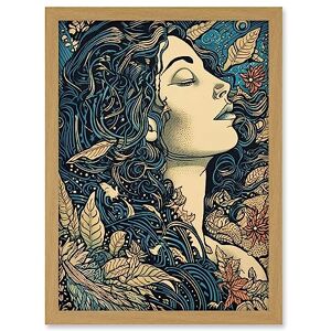Artery8 Mother Nature Modern Boho Art Nouveau Linocut Artwork Framed A3 Wall Art Print Artery8 Mother Nature Modern Boho Art Nouveau Linocut Artwork Framed A3 Wall Art Print