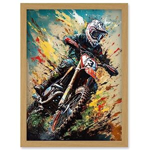Artery8 - Motocross Race - Light Oak - A4 - Framed Wall Art Artery8 - Motocross Race - Light Oak - A4 - Framed Wall Art
