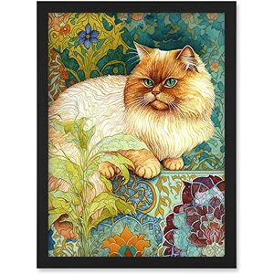 Artery8 Orange Persian Cat William Morris Inspired Floral Pattern Colourful Modern Illustration Artwork Framed Wall Art Print A4 Artery8 Orange Persian Cat William Morris Inspired Floral Pattern Colourful Modern Illustration Artwork Framed Wall Art Print A4