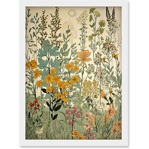 Artery8 Wildflower Vintage Botanical Painting Pastel Yellow Green Teal Pink Spring Field Artwork Framed Wall Art Print A4 Artery8 Wildflower Vintage Botanical Painting Pastel Yellow Green Teal Pink Spring Field Artwork Framed Wall Art Print A4
