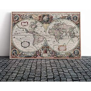 Big Box Art Canvas Print Wall Art Henricus Hondius II-Vintage World Map Mounted & Stretched Framed Picture Home Decor for Kitchen, Living Room, Bedroom, Hallway, Multi-Colour, 20x14 Inch Big Box Art Canvas Print Wall Art Henricus Hondius II-Vintage World Map Mounted & Stretched Framed Picture Home Decor for Kitchen, Living Room, Bedroom, Hallway, Multi-Colour, 20x14 Inch