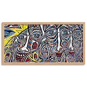 Wee Blue Coo Graffiti Colourful Decorative Faces Long Panel Framed Wall Art Print Wee Blue Coo Graffiti Colourful Decorative Faces Long Panel Framed Wall Art Print