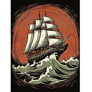 Artery8 Sailing Ship in Rough Sea Waves Retro Rockabilly Americana 50s Extra Large XL Wall Art Poster Print Artery8 Sailing Ship in Rough Sea Waves Retro Rockabilly Americana 50s Extra Large XL Wall Art Poster Print