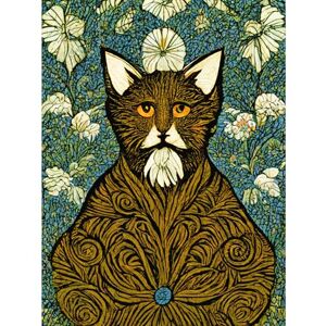 Doppelganger33 LTD Floral Paisley Illustrated Golden Cat William Morris Large Wall Art Poster Print Thick Paper 18X24 Inch Doppelganger33 LTD Floral Paisley Illustrated Golden Cat William Morris Large Wall Art Poster Print Thick Paper 18X24 Inch