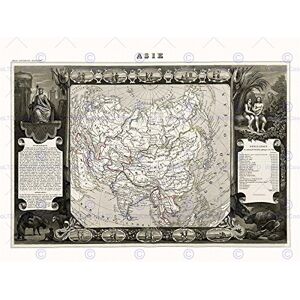 Wee Blue Coo Map Antique Illustrated France Levasseur Asia Continent Wall Art Print Wee Blue Coo Map Antique Illustrated France Levasseur Asia Continent Wall Art Print