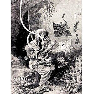 Wee Blue Coo Painting Book Deep Sea Diver Fish Retro Diving Suit Ray Fish Art Print Poster Wall Decor 12X16 Inch Wee Blue Coo Painting Book Deep Sea Diver Fish Retro Diving Suit Ray Fish Art Print Poster Wall Decor 12X16 Inch