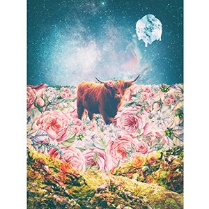 Wee Blue Coo Scottish Highland Hairy Coo Trippy Psychedelic Landscape Space Art Print Wee Blue Coo Scottish Highland Hairy Coo Trippy Psychedelic Landscape Space Art Print