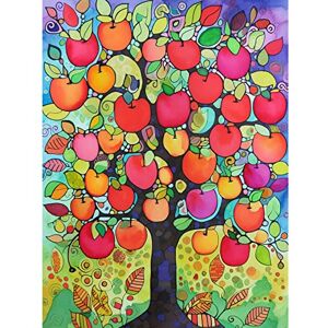 Artery8 Apple Tree Folk Art Bright Watercolour Painting Extra Large XL Wall Art Poster Print Artery8 Apple Tree Folk Art Bright Watercolour Painting Extra Large XL Wall Art Poster Print