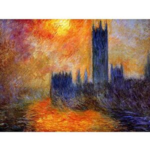 Wee Blue Coo Claude Monet House Of Parliament Sun 1 Old Master Painting Art Print Poster Wall Decor 12X16 Inch Wee Blue Coo Claude Monet House Of Parliament Sun 1 Old Master Painting Art Print Poster Wall Decor 12X16 Inch