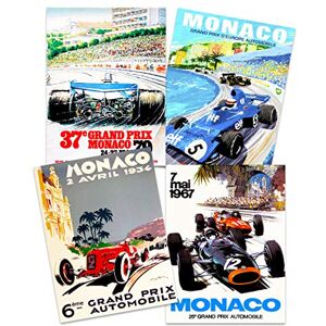 Artery8 Monaco Grand Prix Classic Racing Motor Sport Advert MIxed Home Decor Premium Wall Art Poster Pack of 4 Artery8 Monaco Grand Prix Classic Racing Motor Sport Advert MIxed Home Decor Premium Wall Art Poster Pack of 4