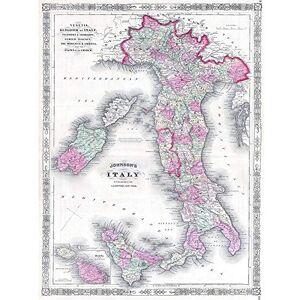 Wee Blue Coo 1864 Johnson's Map Italy Vintage Art Print Poster Wall Decor 12X16 Inch Wee Blue Coo 1864 Johnson's Map Italy Vintage Art Print Poster Wall Decor 12X16 Inch