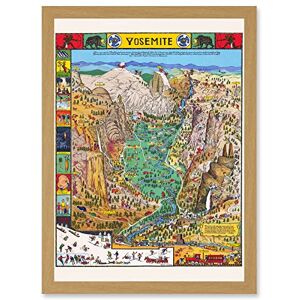 Artery8 Map Mora 1931 Yosemite Valley Pictorial National Park USA Artwork Framed Wall Art Print A4 Artery8 Map Mora 1931 Yosemite Valley Pictorial National Park USA Artwork Framed Wall Art Print A4