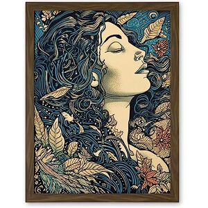 Artery8 Mother Nature Modern Boho Art Nouveau Linocut Artwork Framed Wall Art Print 18X24 Inch Artery8 Mother Nature Modern Boho Art Nouveau Linocut Artwork Framed Wall Art Print 18X24 Inch