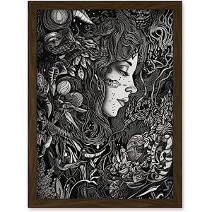 Artery8 Nature Goddess Black and White Modern Illustration Artwork Framed A3 Wall Art Print Artery8 Nature Goddess Black and White Modern Illustration Artwork Framed A3 Wall Art Print