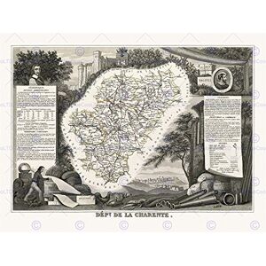 Wee Blue Coo Map Antique Illustrated France Levasseur Charente Wall Art Print Wee Blue Coo Map Antique Illustrated France Levasseur Charente Wall Art Print