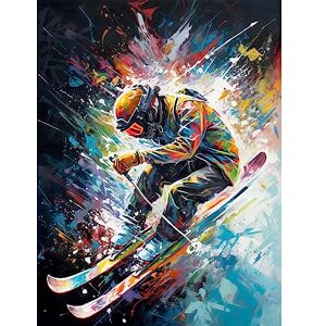 Artery8 Skier Skiing Vibrant Splatter Art Motion Painting Extra Large XL Wall Art Poster Print Artery8 Skier Skiing Vibrant Splatter Art Motion Painting Extra Large XL Wall Art Poster Print