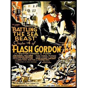 Wee Blue Coo Movie Film Serial Flash Gordon Battling Sea Beast Sci Fi USA Art Print Poster Wall Decor 12X16 Inch Wee Blue Coo Movie Film Serial Flash Gordon Battling Sea Beast Sci Fi USA Art Print Poster Wall Decor 12X16 Inch
