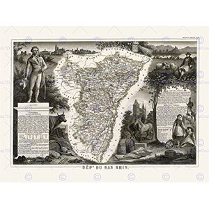 Wee Blue Coo Map Antique Illustrated France Levasseur Bas Rhin Wall Art Print Wee Blue Coo Map Antique Illustrated France Levasseur Bas Rhin Wall Art Print
