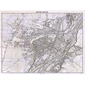 Wee Blue Coo Map Antique 1837 Mayr Munich City Plan Surrounds Wall Art Print Wee Blue Coo Map Antique 1837 Mayr Munich City Plan Surrounds Wall Art Print