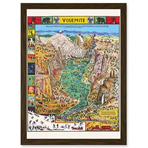 Artery8 Map Mora 1931 Yosemite Valley Pictorial National Park USA Artwork Framed Wall Art Print A4 Artery8 Map Mora 1931 Yosemite Valley Pictorial National Park USA Artwork Framed Wall Art Print A4