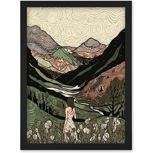 Artery8 Woman in Flower Field in Scottish Hill Landscape Artwork Framed Wall Art Print A4 Artery8 Woman in Flower Field in Scottish Hill Landscape Artwork Framed Wall Art Print A4