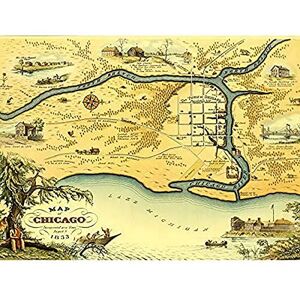 Fine Art Prints Conley 1833 Map Chicago Illionis Pictorial Chart Art Print Canvas Premium Wall Decor Poster Mural Fine Art Prints Conley 1833 Map Chicago Illionis Pictorial Chart Art Print Canvas Premium Wall Decor Poster Mural