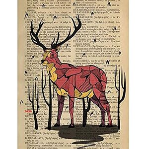 Wee Blue Coo Upcycle Dictionary Stag Deer Unframed Art Print Poster Wall Decor 12X16 Inch Wee Blue Coo Upcycle Dictionary Stag Deer Unframed Art Print Poster Wall Decor 12X16 Inch