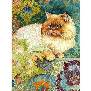 Artery8 Orange Persian Cat William Morris Inspired Floral Pattern Colourful Modern Illustration Extra Large XL Wall Art Poster Print Artery8 Orange Persian Cat William Morris Inspired Floral Pattern Colourful Modern Illustration Extra Large XL Wall Art Poster Print