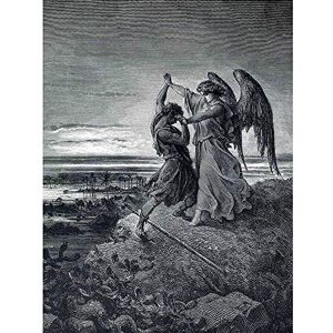 Wee Blue Coo Gustave Dore Jacob Wrestling With Angel 1866 Dore Old Painting Art Print Poster Wall Decor 12X16 Inch Wee Blue Coo Gustave Dore Jacob Wrestling With Angel 1866 Dore Old Painting Art Print Poster Wall Decor 12X16 Inch