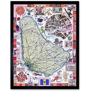 Wee Blue Coo Travel Tourism Barbados Caribbean Tropical Map Vintage Advertising Art Print Framed Poster Wall Decor 12X16 Inch Wee Blue Coo Travel Tourism Barbados Caribbean Tropical Map Vintage Advertising Art Print Framed Poster Wall Decor 12X16 Inch