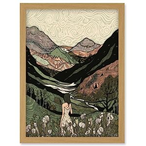 Artery8 Woman in Flower Field in Scottish Hill Landscape Artwork Framed Wall Art Print A4 Artery8 Woman in Flower Field in Scottish Hill Landscape Artwork Framed Wall Art Print A4