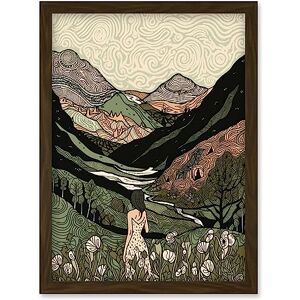 Artery8 Woman in Flower Field in Scottish Hill Landscape Artwork Framed Wall Art Print A4 Artery8 Woman in Flower Field in Scottish Hill Landscape Artwork Framed Wall Art Print A4